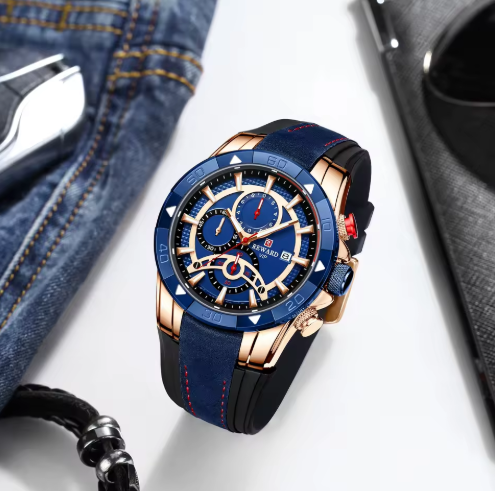 Men's Quartz Watch Sport Chronograph Waterproof Wristwatch for Men