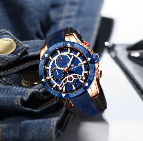 Men's Quartz Watch Sport Chronograph Waterproof Wristwatch for Men